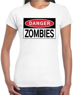 Bellatio Decorations Danger Zombies t-shirt wit voor dames XS