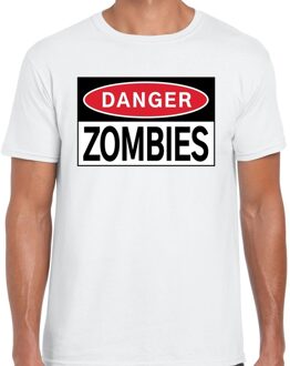 Bellatio Decorations Danger Zombies t-shirt wit voor heren 2XL