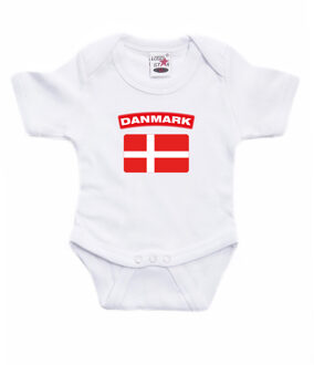 Bellatio Decorations Danmark / Denemarken landen rompertje met vlag wit voor babys 92 (18-24 maanden)