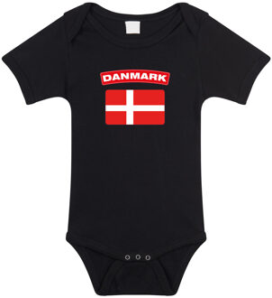 Bellatio Decorations Danmark / Denemarken landen rompertje met vlag zwart voor babys 56 (1-2 maanden)