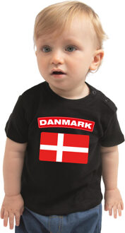 Bellatio Decorations Danmark / Denemarken landen shirtje met vlag zwart voor babys 62 (1-3 maanden)