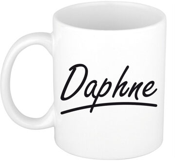Bellatio Decorations Daphne Naam koffiemok - beker - met sierlijke letters - wit - 300 ml - Cadeau - Dames
