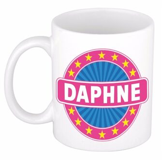 Bellatio Decorations Daphne voornaam koffiemok - beker - wit/roze - 300 ml - Cadeau - Dames - Collega - Moederdag Multi