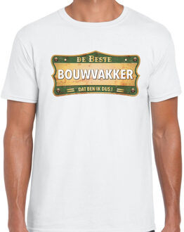 Bellatio Decorations De beste Bouwvakker cadeau / kado t-shirt vintage wit voor heren M