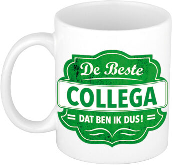 Bellatio Decorations De beste collega cadeau mok / beker wit met groen embleem 300 ml - feest mokken