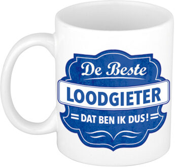 Bellatio Decorations De beste loodgieter cadeau mok / beker wit met blauw embleem 300 ml - feest mokken