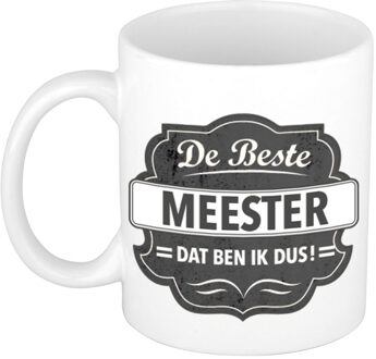 Bellatio Decorations De beste meester cadeau koffiemok / theebeker grijs embleem 300 ml