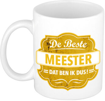 Bellatio Decorations De beste meester dat ben ik dus cadeau mok / beker geel embleem 300 ml - feest mokken