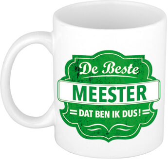 Bellatio Decorations De beste meester dat ben ik dus cadeau mok / beker groen embleem 300 ml - feest mokken