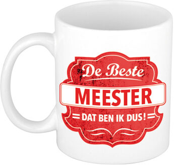 Bellatio Decorations De beste meester dat ben ik dus cadeau mok / beker rood embleem 300 ml - feest mokken