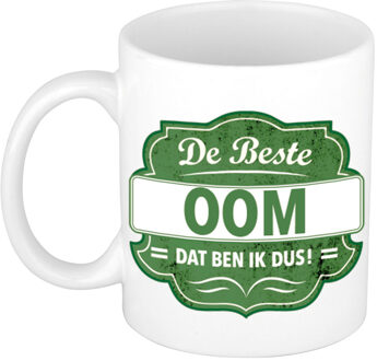 Bellatio Decorations De beste oom cadeau mok / beker wit met groen embleem 300 ml - feest mokken