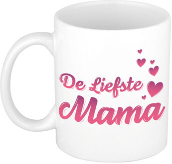 Bellatio Decorations De liefste mama cadeau koffiemok - drinkbeker - voor Moederdag - verjaardag - roze hartjes