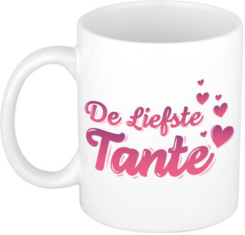 Bellatio Decorations De liefste tante cadeau mok / beker wit en roze - verjaardag / bedankt kado tante - feest mokken