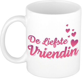 Bellatio Decorations De liefste vriendin kado mok / beker wit met roze hartjes - verjaardagscadeau