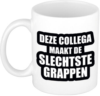 Bellatio Decorations De slechtste grappen cadeau koffie mok - drink beker - wit - 300 ml