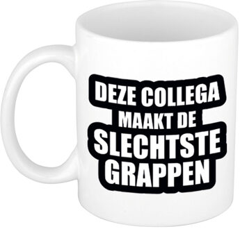 Bellatio Decorations De slechtste grappen koffiemok / theebeker wit - kantoorhumor - cadeau collega - feest mokken Multikleur