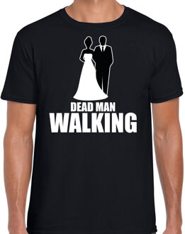 Bellatio Decorations Dead man walking - vrijgezellen feest - t-shirt - zwart - voor heren S