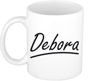 Bellatio Decorations Debora Naam koffiemok - beker - met sierlijke letters - wit - 300 ml - Cadeau - Dames