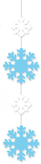 Bellatio Decorations Decoratie hanger met sneeuwvlokken - 120 x 25 cm - winter thema - versiering Multi