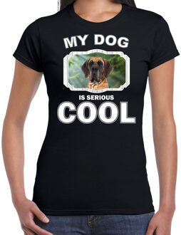 Bellatio Decorations Deense dog honden t-shirt my dog is serious cool zwart - dames - Deense dogs liefhebber cadeau shirt 2XL