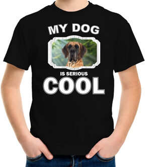 Bellatio Decorations Deense dog honden t-shirt my dog is serious cool zwart - kinderen - Deense dogs liefhebber cadeau shirt L (146-152)