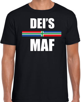 Bellatio Decorations Deis maf met vlag Groningen t-shirts Gronings dialect zwart voor heren 2XL