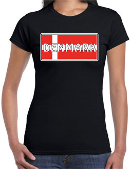 Bellatio Decorations Denemarken / Denmark landen t-shirt zwart dames XS