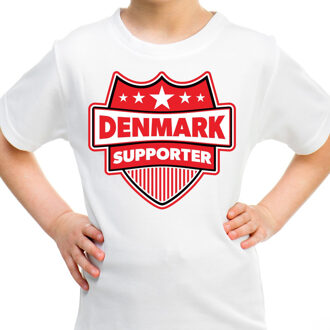 Bellatio Decorations Denemarken / Denmark schild supporter  t-shirt wit voor kinder L (146-152)