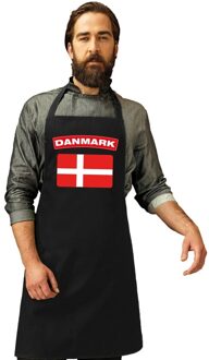 Bellatio Decorations Denemarken vlag barbecueschort/ keukenschort zwart volwassenen