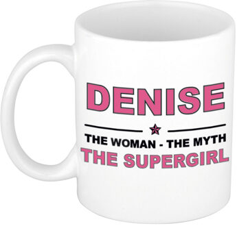 Bellatio Decorations Denise cadeau mok - Woman Myth Supergirl - naam koffiemok - 300 ml - collega - moederdag Oudroze