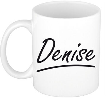 Bellatio Decorations Denise Naam koffiemok - beker - met sierlijke letters - wit - 300 ml - Cadeau - Dames