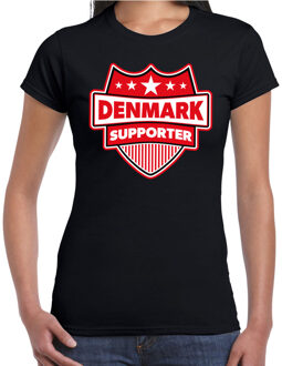 Bellatio Decorations Denmark supporter schild t-shirt zwart voor dames - Denemarken landen t-shirt / kleding - EK / WK / Olympische spelen outfit L