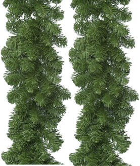 Bellatio Decorations Dennenslinger - 2x - groen - 270 x 25 cm - PVC - dennen guirlande