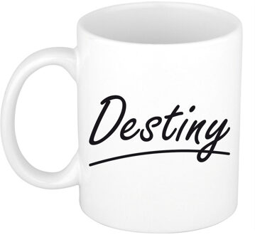 Bellatio Decorations Destiny voornaam kado beker / mok sierlijke letters - gepersonaliseerde mok met naam - Naam mokken Multikleur