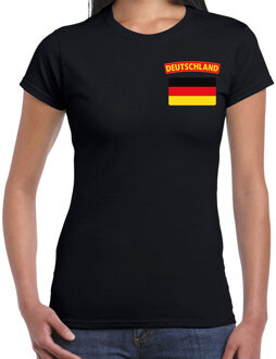 Bellatio Decorations Deutschland / Duitsland landen shirt met vlag zwart voor dames - borst bedrukking 2XL