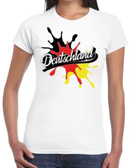 Bellatio Decorations Deutschland/Duitsland t-shirt spetter wit voor dames 2XL