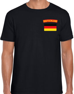 Bellatio Decorations Deutschland t-shirt met vlag Duitsland zwart op borst voor heren