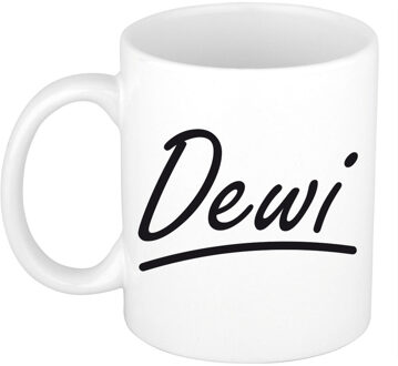 Bellatio Decorations Dewi Naam koffiemok - beker - met sierlijke letters - wit - 300 ml - Cadeau - Dames