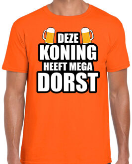 Bellatio Decorations Deze Koning heeft mega dorst / bier t-shirt oranje voor heren - Koningsdag shirts 2XL