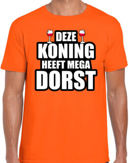 Bellatio Decorations Deze Koning heeft mega dorst / wijn t-shirt oranje voor heren - Koningsdag shirts 2XL