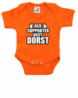 Bellatio Decorations Deze supporter heeft dorst - baby rompertje - oranje Holland - Nederland - mini supporter 92 (18-24 maanden)