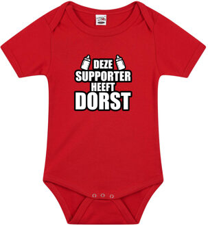 Bellatio Decorations Deze supporter heeft dorst verkleed/cadeau baby rompertje rood jongen/meisje EK / WK supporter 92 (18-24 maanden)