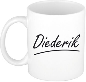 Bellatio Decorations Diederik Naam koffiemok - beker - met sierlijke letters - wit - 300 ml - Cadeau - Heren