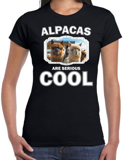 Bellatio Decorations Dieren alpaca's t-shirt zwart dames - alpacas are serious cool shirt - cadeau t-shirt alpaca/ alpaca's liefhebber 2XL