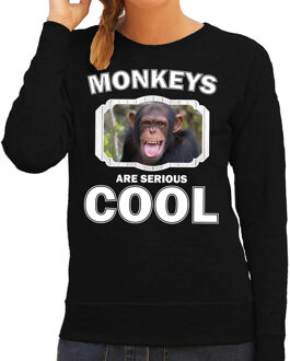 Bellatio Decorations Dieren apen sweater zwart dames - monkeys are serious cool trui - cadeau sweater chimpansee/ apen liefhebber 2XL