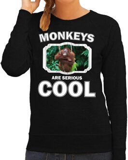 Bellatio Decorations Dieren apen sweater zwart dames - monkeys are serious cool trui - cadeau sweater orangoetan/ apen liefhebber 2XL