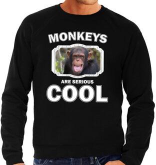 Bellatio Decorations Dieren apen sweater zwart heren - monkeys are serious cool trui - cadeau sweater chimpansee/ apen liefhebber 2XL