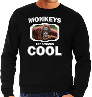 Bellatio Decorations Dieren apen sweater zwart heren - monkeys are serious cool trui - cadeau sweater gekke orangoetan / apen liefhebber 2XL