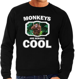 Bellatio Decorations Dieren apen sweater zwart heren - monkeys are serious cool trui - cadeau sweater orangoetan/ apen liefhebber 2XL