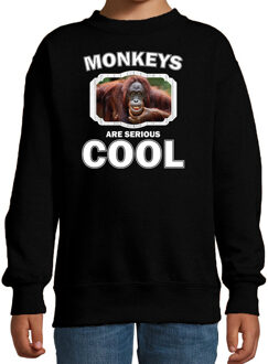 Bellatio Decorations Dieren apen sweater zwart kinderen - monkeys are serious cool trui jongens/ meisjes - cadeau gekke orangoetan / apen liefhebber 12-13 jaar (152/164)